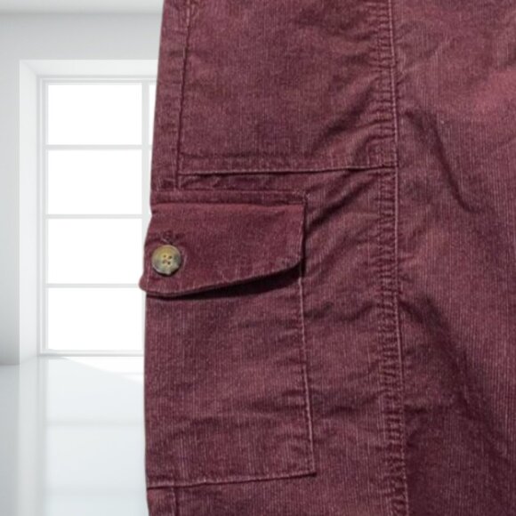 Time and Tru Corduroy Utility Pants Women's 8 Maroon Burgundy Straight Leg Cargo - Picture 4 of 7